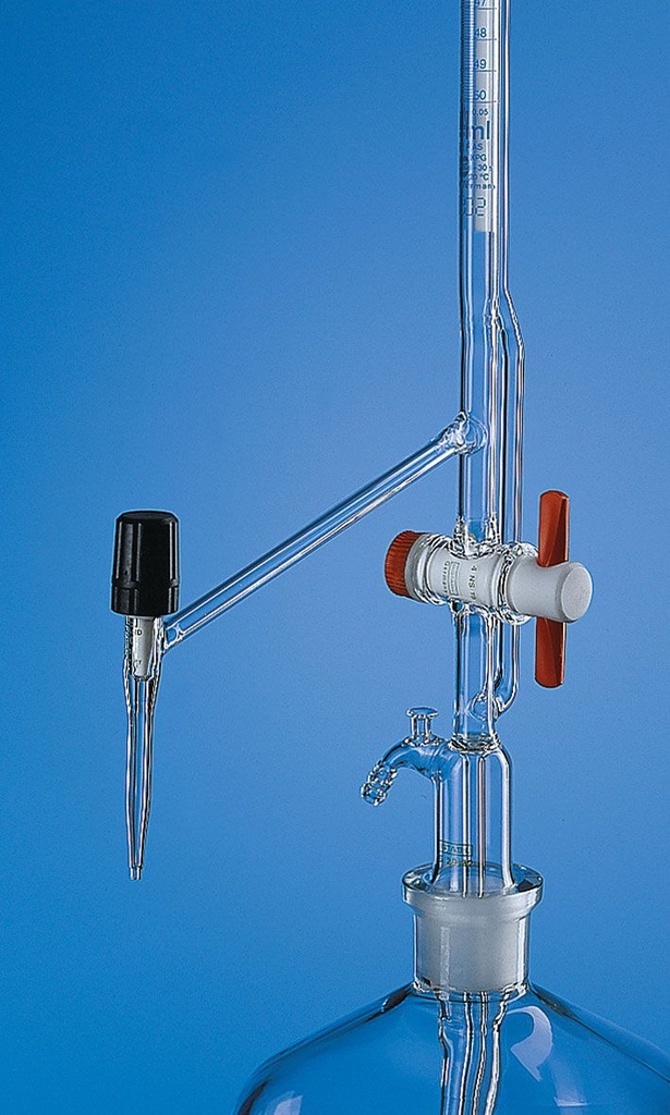 Automatic burettes, borosilicate PTFE stopcock