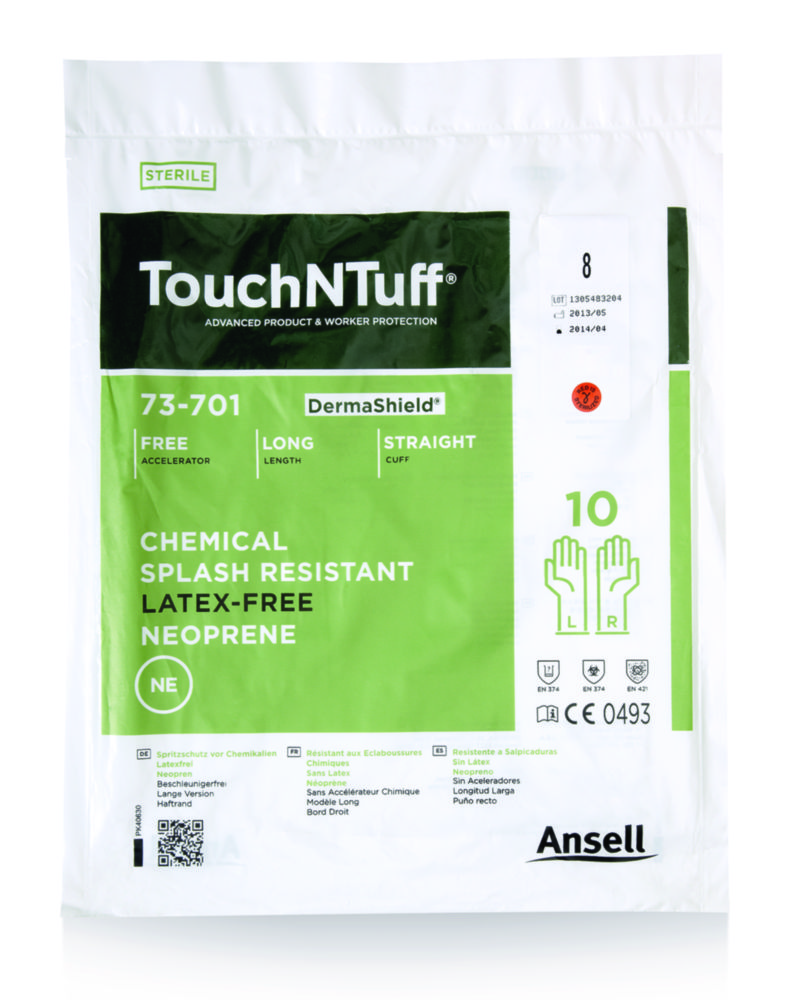 Neoprene gloves, Ansell Healthcare TouchNTuff DermaShield 73-701, size 7, sterile