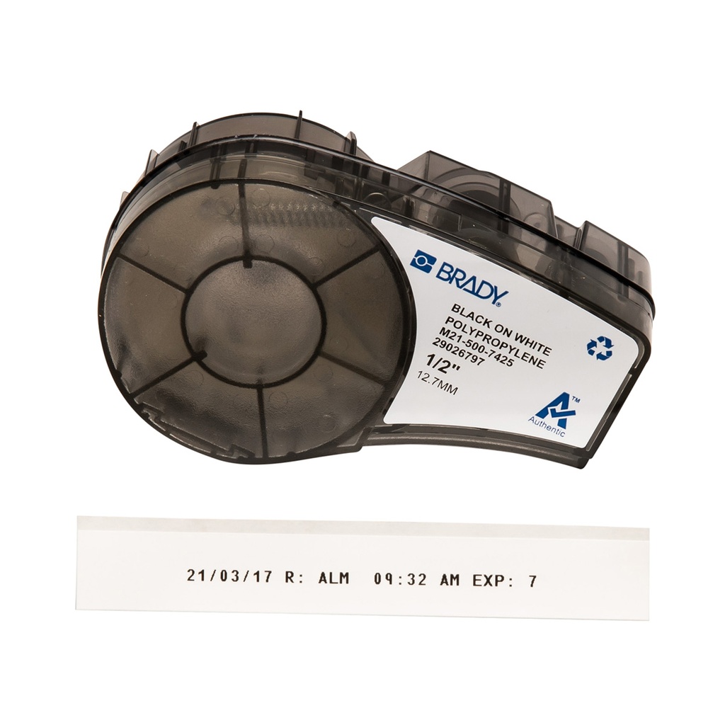 Tape, Brady 7425, 19,05 mm x 6,4 m. PP, -192°C, black on white