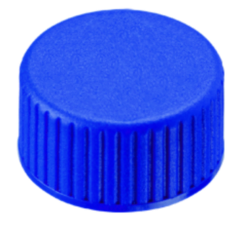 Screw cap, LLG, N 9 short thread, blue PP, PTFE 53 D