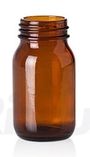 Wide neck bottles 125 ml, amber DIN 40