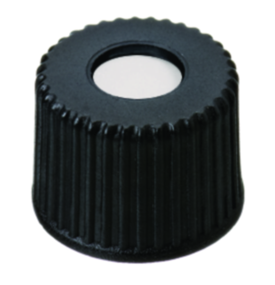 Screw cap, LLG, N 8, black PP w. hole, silicone/PTFE 45 A