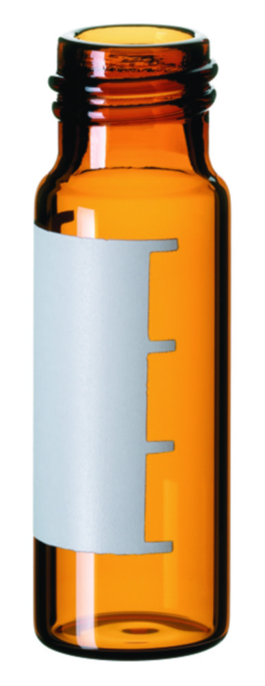 Vials w. screw neck, LLG, N 13, 4 mL, amber, w. labeling field
