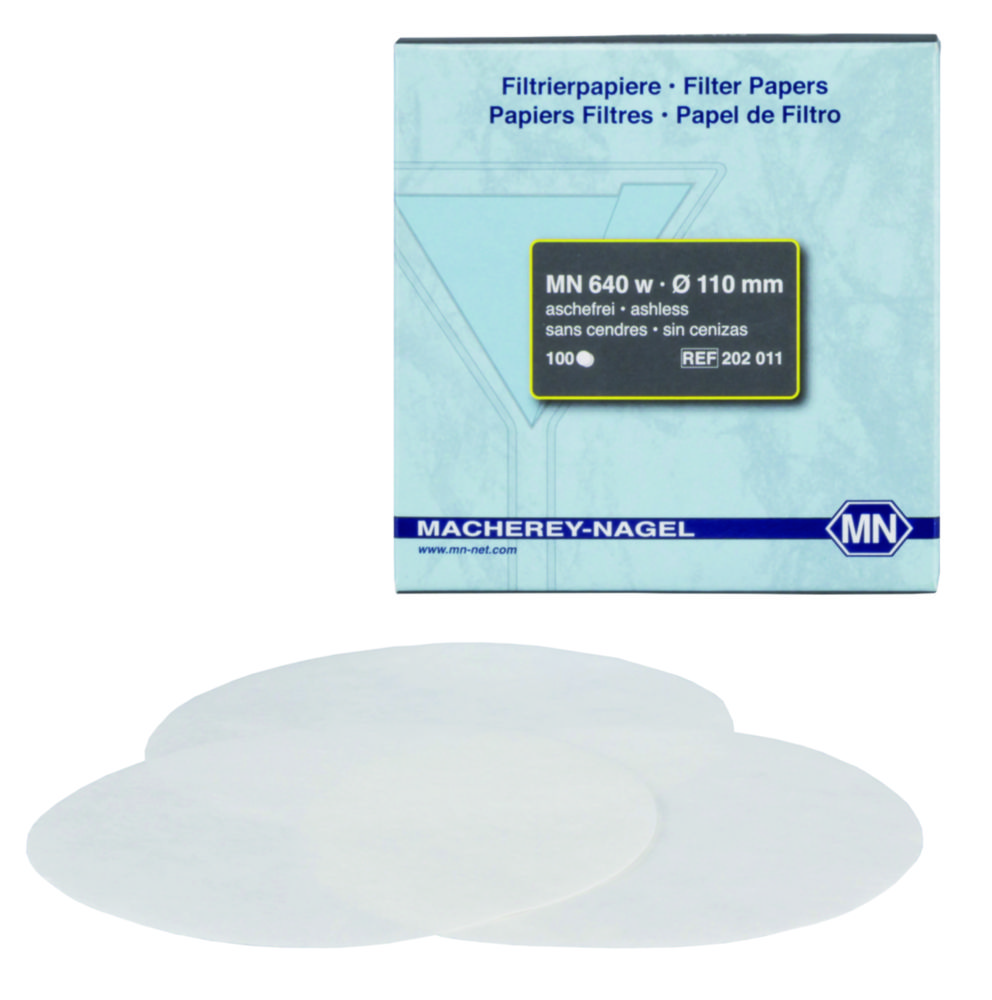 [9046204] Filter circles, Macherey-Nagel MN 640 w, quantitative, fast, Ø125 mm, 7-12 µm, 100 pcs