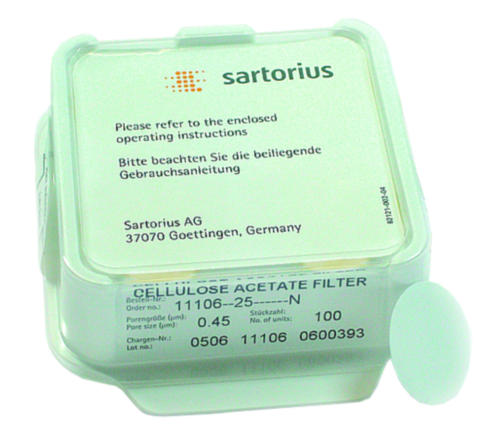 Membrane filter, Sartorius, CA, Ø50 mm, 0,45 µm, 100 pcs
