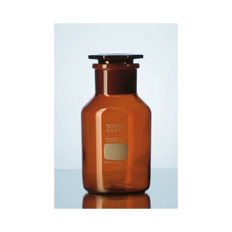 Reagent bottle, wide, glass stopper, amber, 250 ml