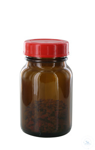 Bottles, wide neck, amber gla ss, behrotest, with