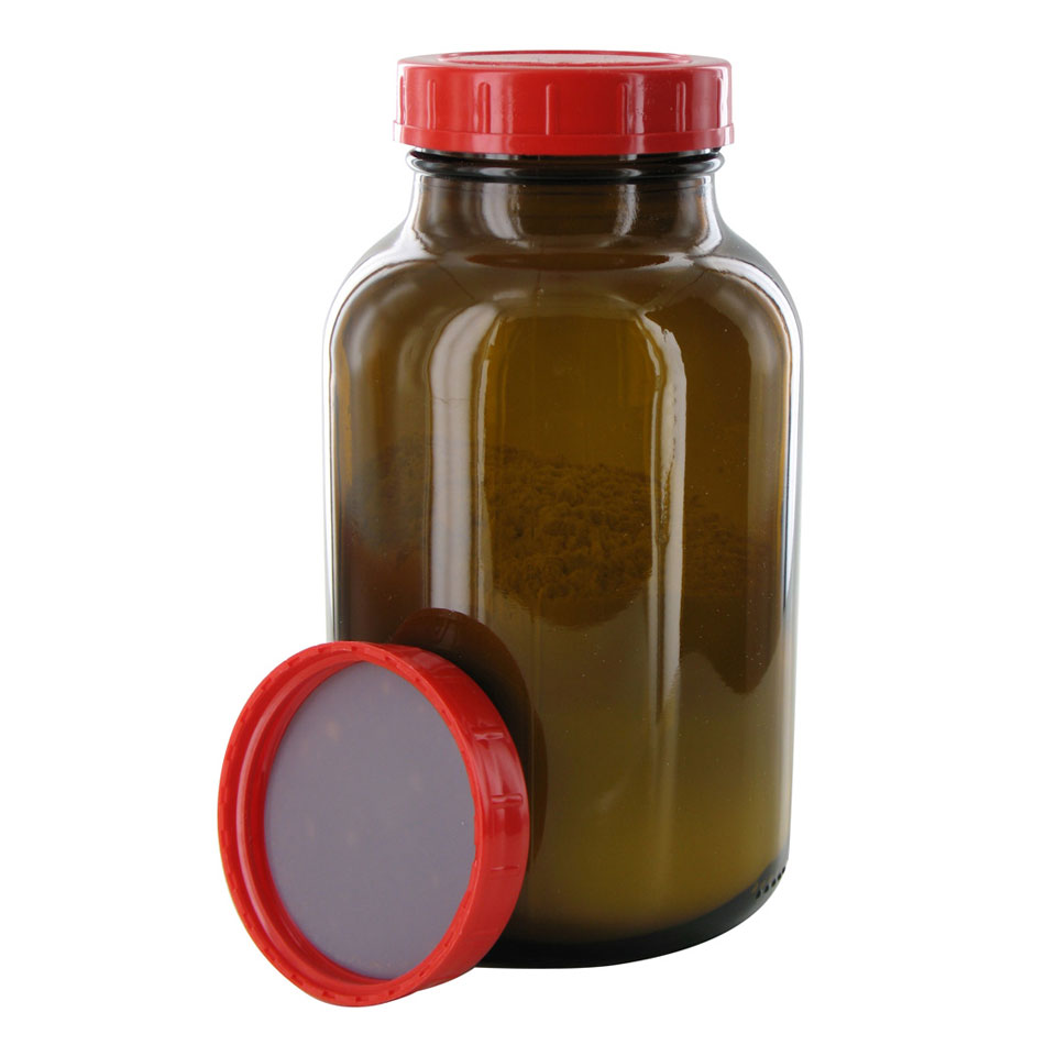 Bottles, wide neck, amber gla ss, behrotest, with