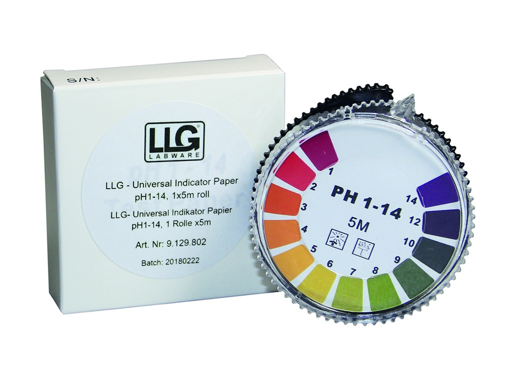 pH indicator paper, LLG Universal, refill, pH 1 - 11, 3 rolls of 5 m