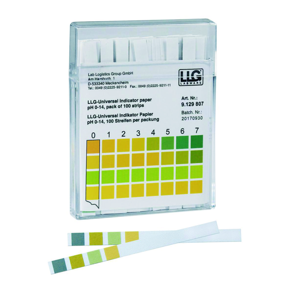 [9129807] pH indicator paper, LLG Universal, strips, pH 0 - 14, 100 pcs