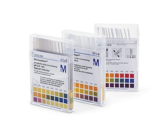 pH indicator paper, Merck MQuant, strips, pH 6,5 - 10, 100 pcs