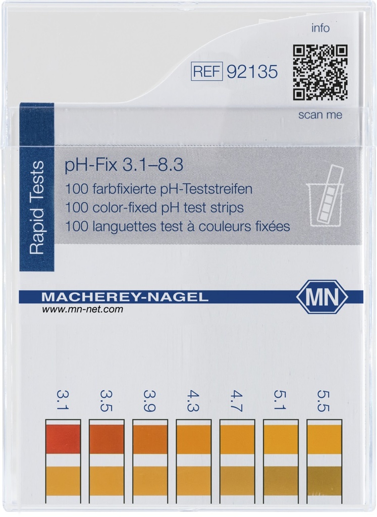 [9130377] pH indicator paper, Macherey-Nagel pH-Fix, strips, pH 3,1-8,3, 100 pcs
