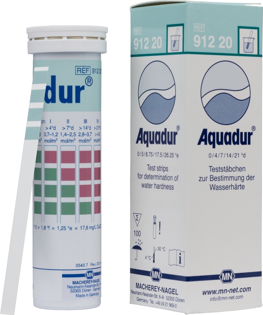 AQUADUR test strips, grading: 3-21 °dH, 100 pcs