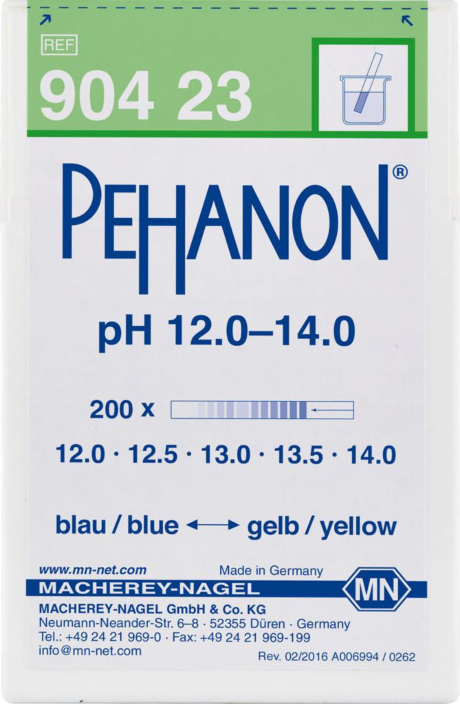 [9130666] pH indicator paper, Macherey-Nagel PEHANON, strips, pH 12,0 - 14,0, 200 pcs