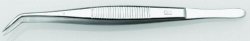 Forceps, curved end, stainless steel, Length 115