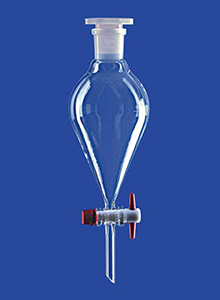 Separating funnels, glass, con ical, with PTFE key