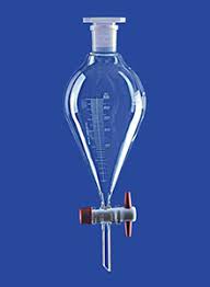 Separating funnels, glass, con ical, with PTFE key