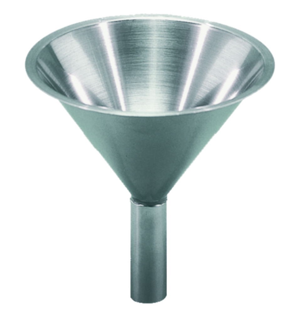 Funnels, powder, straight tube outlet, stainless