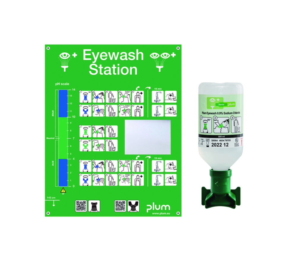 [9733797] Eye wash station with 1 bottle 0,9% NaCl, B-Safety, sterile, 500 ml