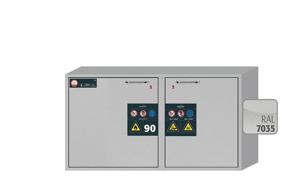 [9840775] Chemicals Storage Cabinet, Asecos K-UB-90, width 110 cm, 1 shelf, 1 door drawer